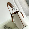 Off-White Canvas Tote Bag – Luxury Leather Trim Multi-Way Shoulder Handbag