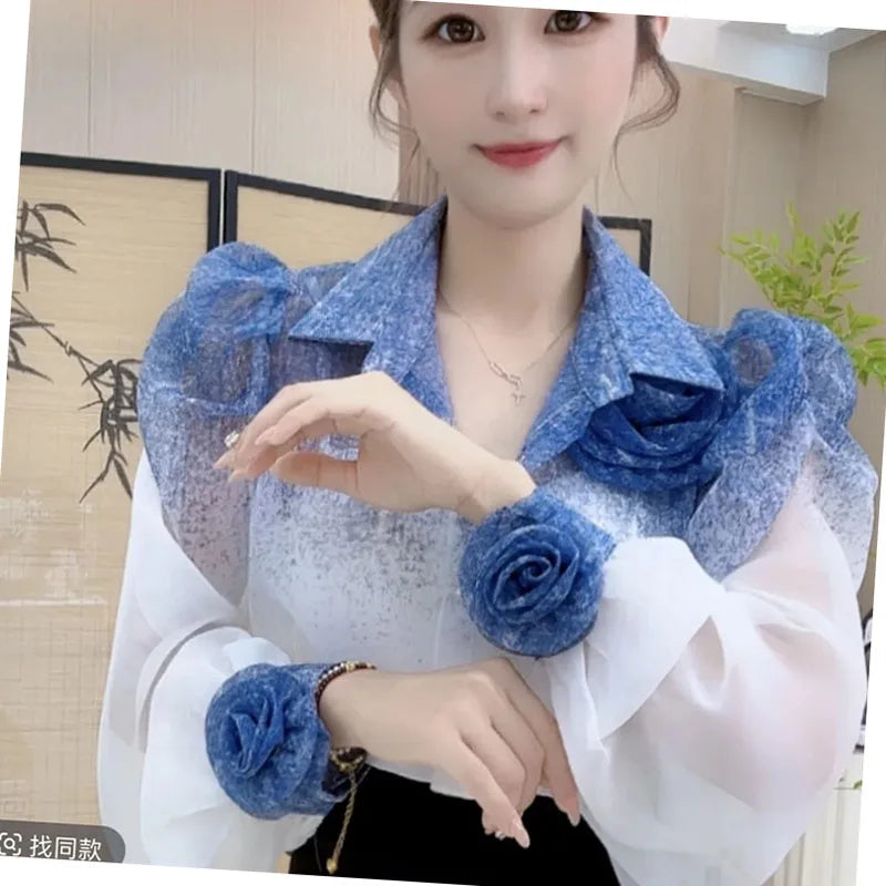 Three-Dimensional Flower Sunscreen Shirt With A Sense Design Long-Sleeved Clothes