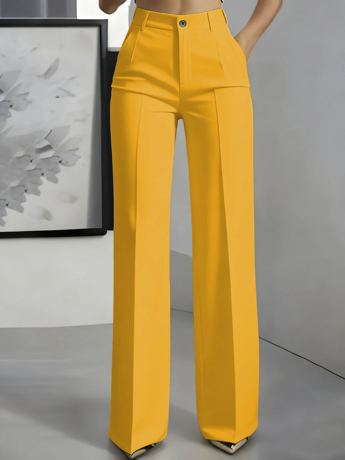 Women's High-Waisted Draped Straight-Cut Suit Trousers | Office & Workwear Fashion