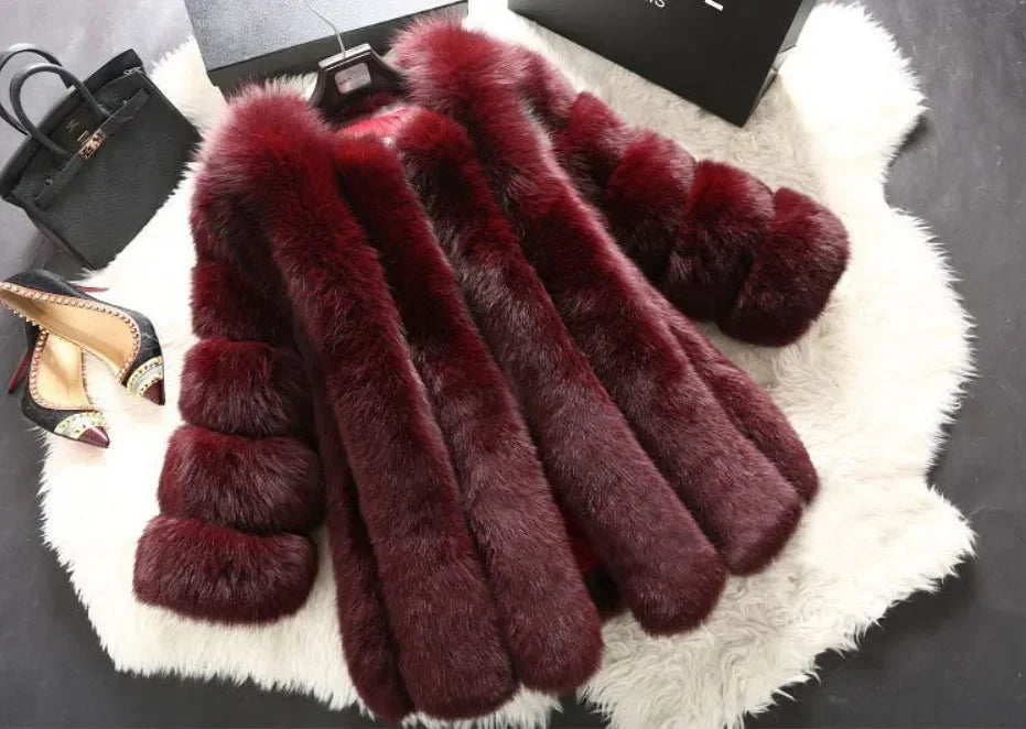 Women's Short Faux Fur Jacket with Puff Sleeves