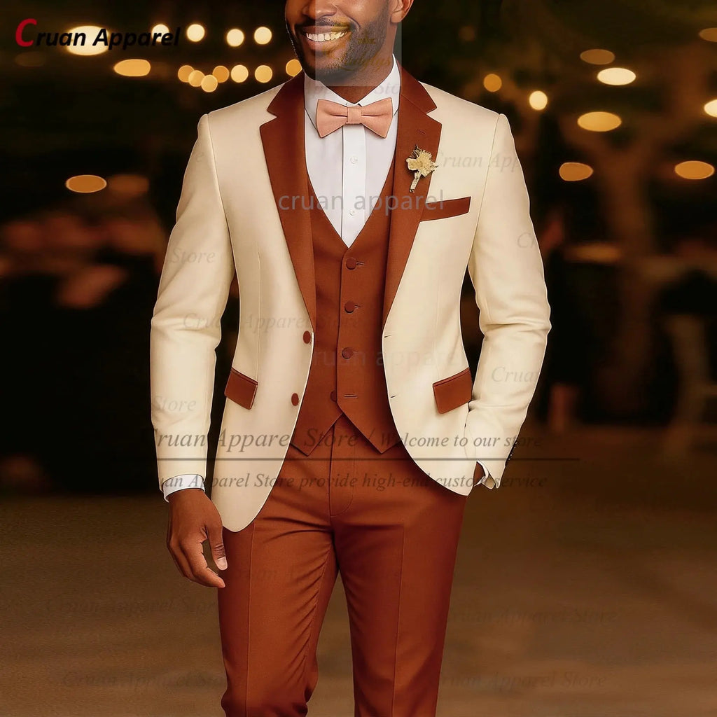 High Quality Suit Sets For Men Wedding Banquet Custom Groomsman Elegant Outfits 3 Pieces LADYLYS