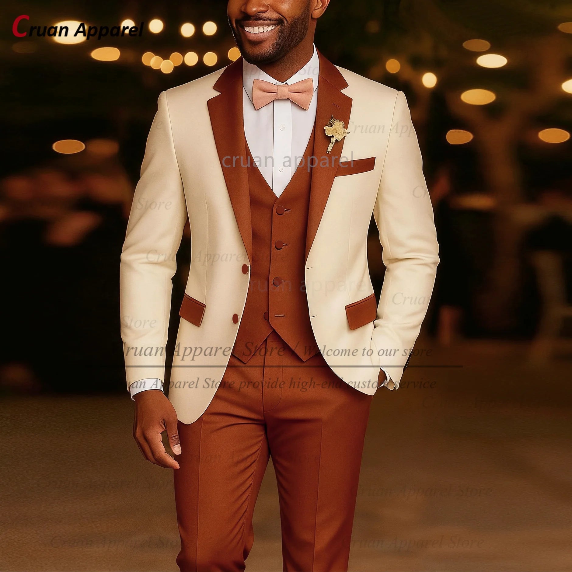 High Quality Suit Sets For Men Wedding Banquet Custom Groomsman Elegant Outfits 3 Pieces LADYLYS