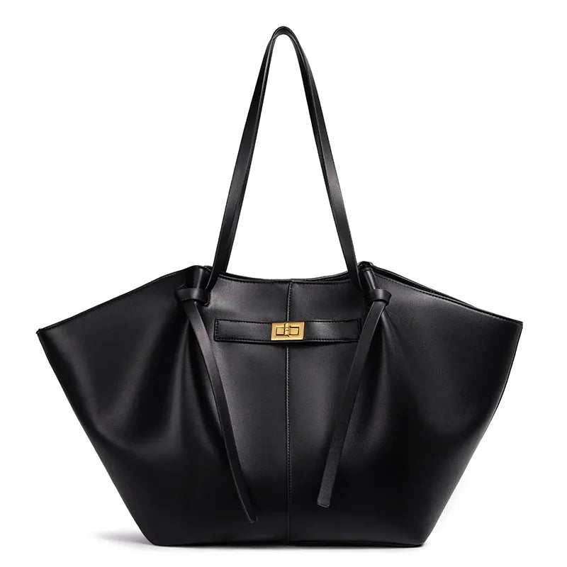 Women's Large Soft Tote Bag with Lock Detail