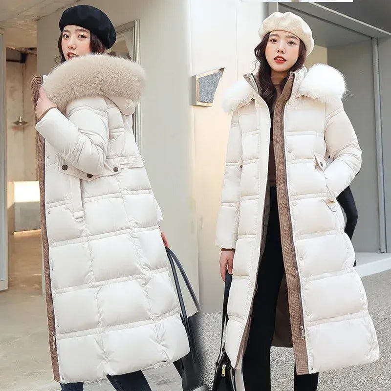 Women's Extra-Long Hooded Padded Parka
