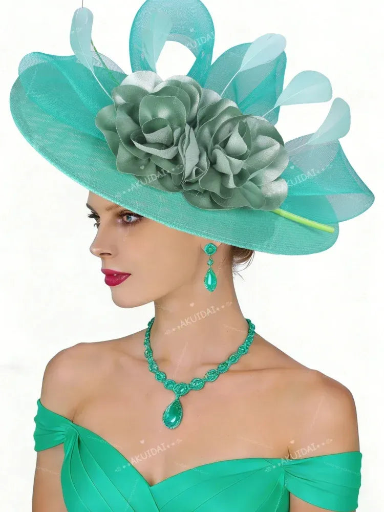 Women's Large Floral Fascinator Hat for Weddings
