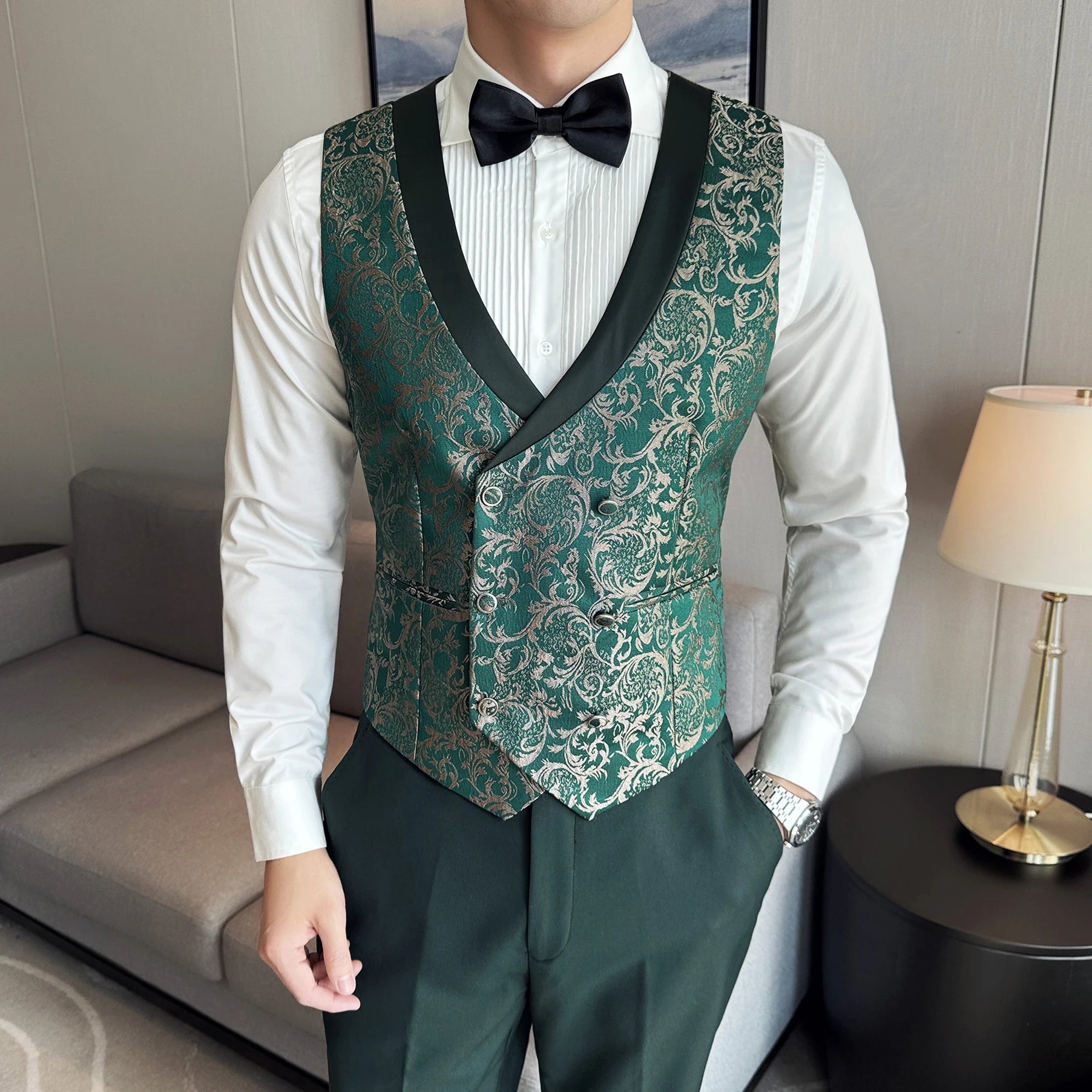 Men's British Style Business Casual Three-Piece Vest Trousers High-Density Jacquard suit LADYLYS