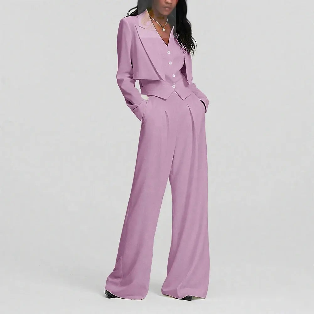 Elegant Single Button Women Pants Set New Female Three Pieces(Blazer+Trousers+Vest) LADYLYS