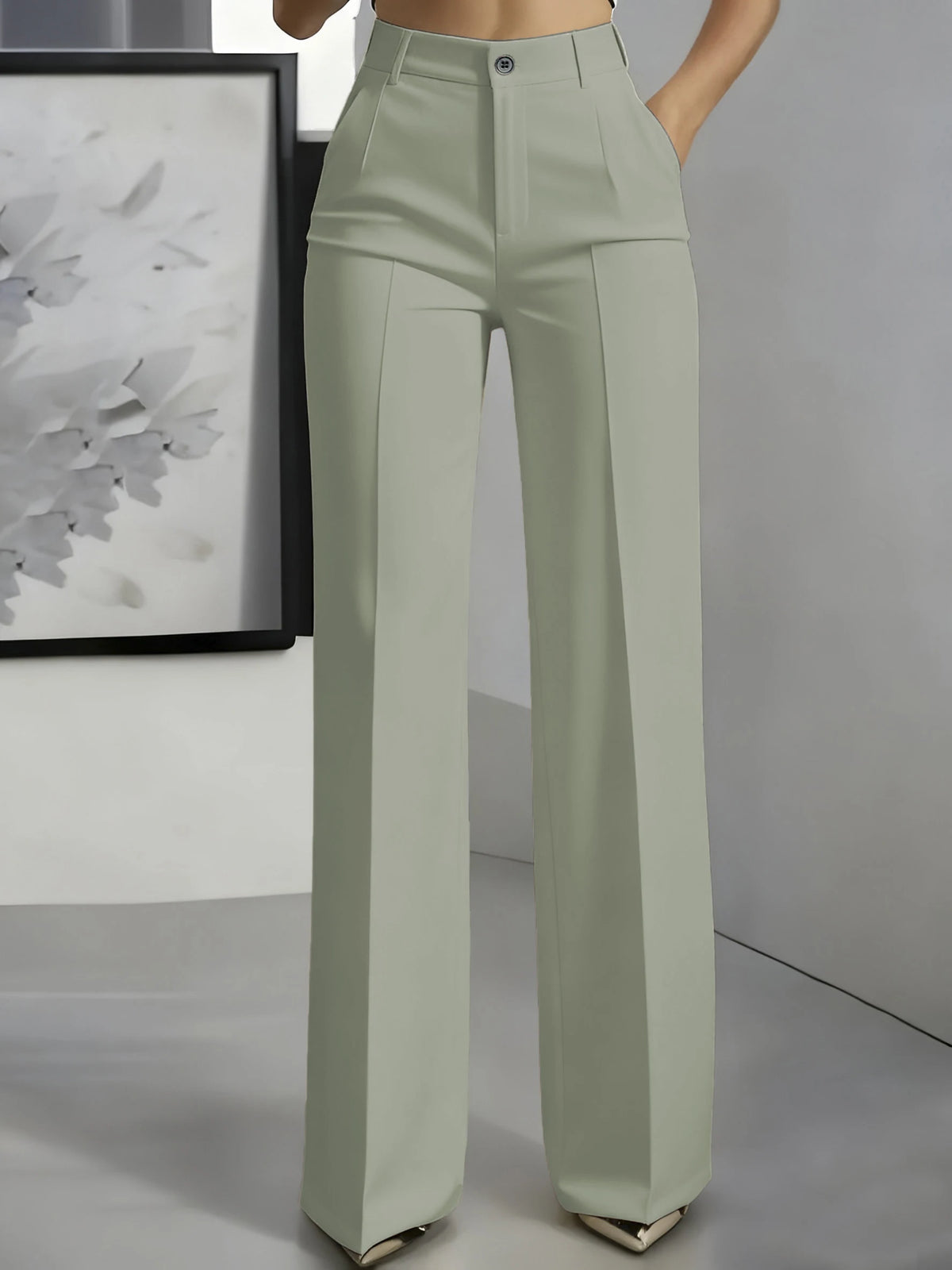 Women's High-Waisted Draped Straight-Cut Suit Trousers | Office & Workwear Fashion