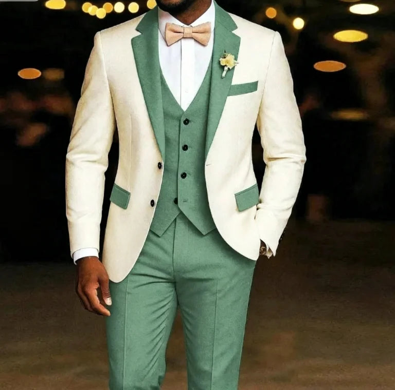 Men's 3-Piece Tuxedo Suit Set – Blazer, Vest & Trousers | Wedding & Prom