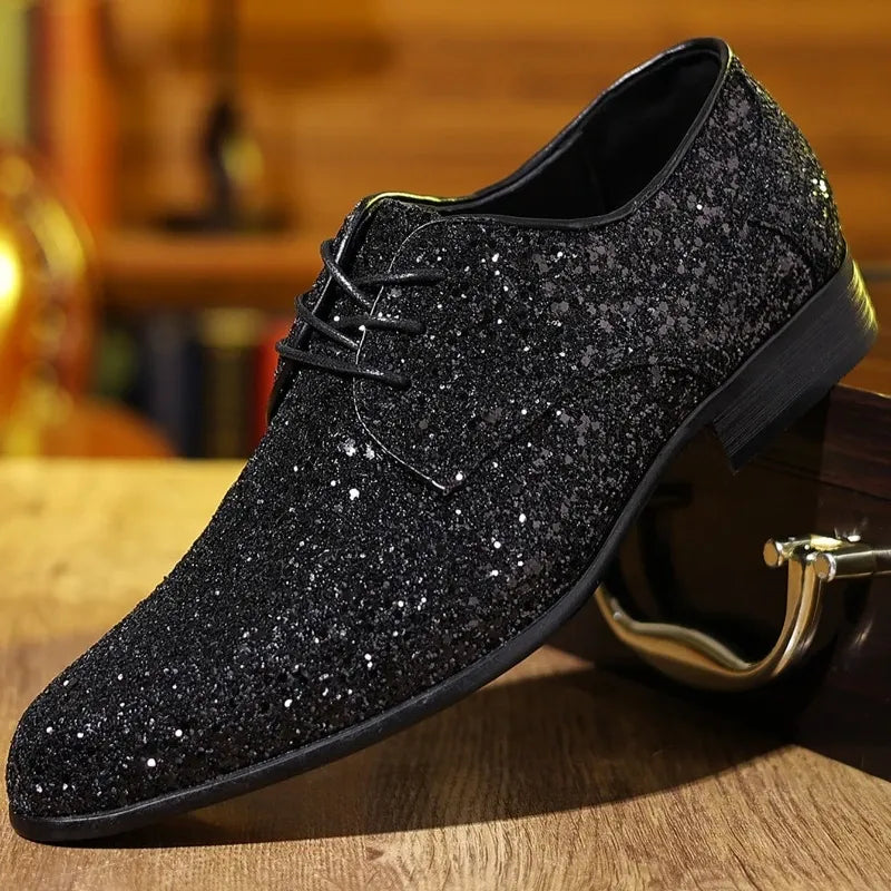 Men's Sequin Lace-Up Oxford Dress Shoes