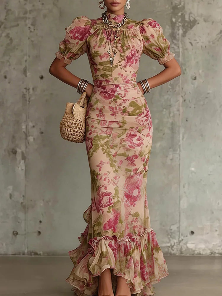 Maxi Dresses Elegant Fashion Sexy Bodycon Floral Long LADYLYS