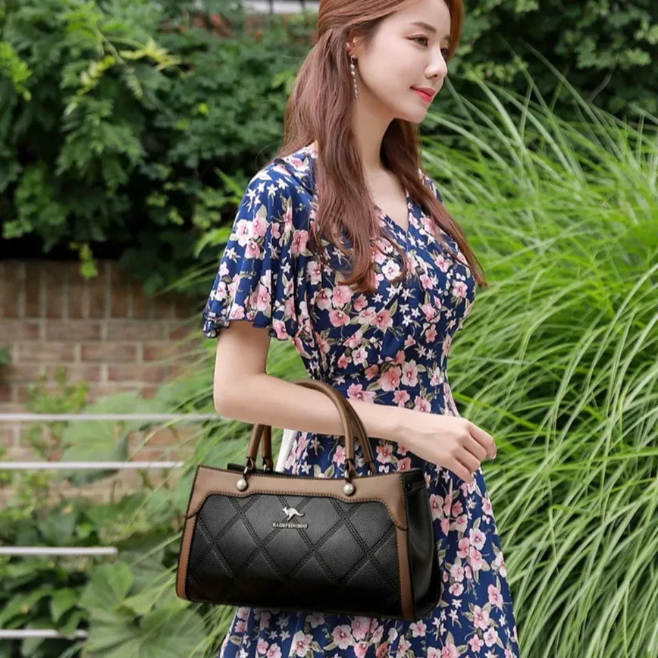 Women's Soft Leather Tote Bag with Interior Pockets