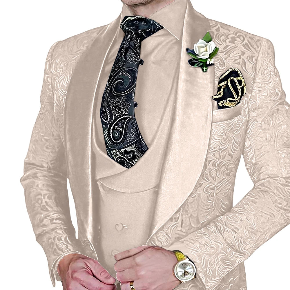 Elegant, high-quality 3-piece Jacquard suit set for men LADYLYS