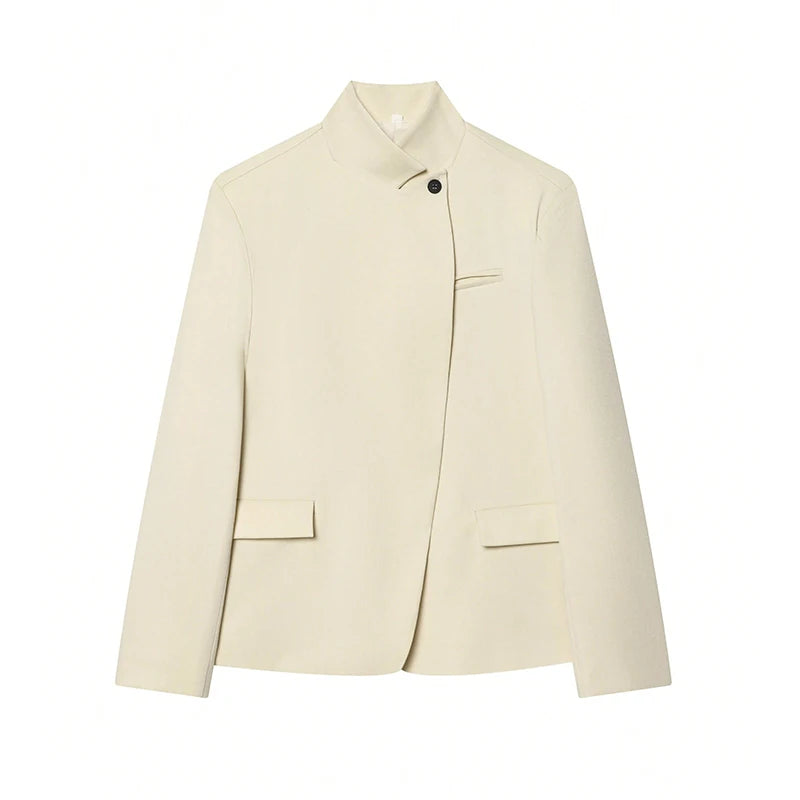 Women's Single-Button Stand Collar Blazer