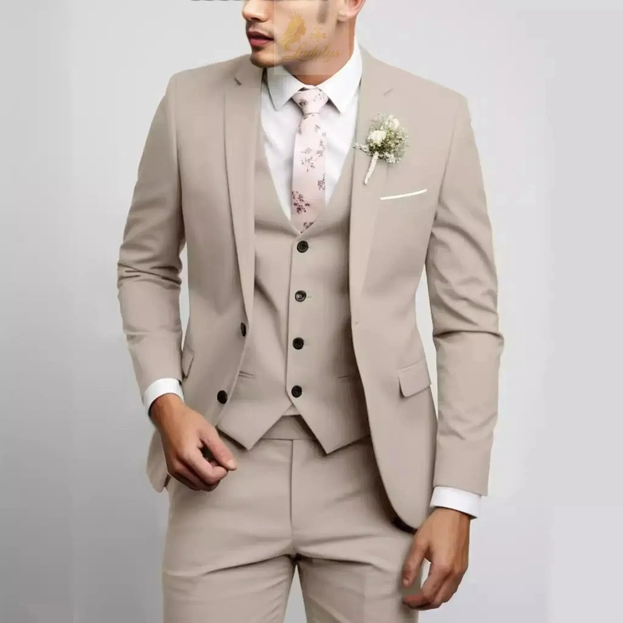 Men's Suits Regular Fit 3 Piece Elegant Tuxedos Set LADYLYS
