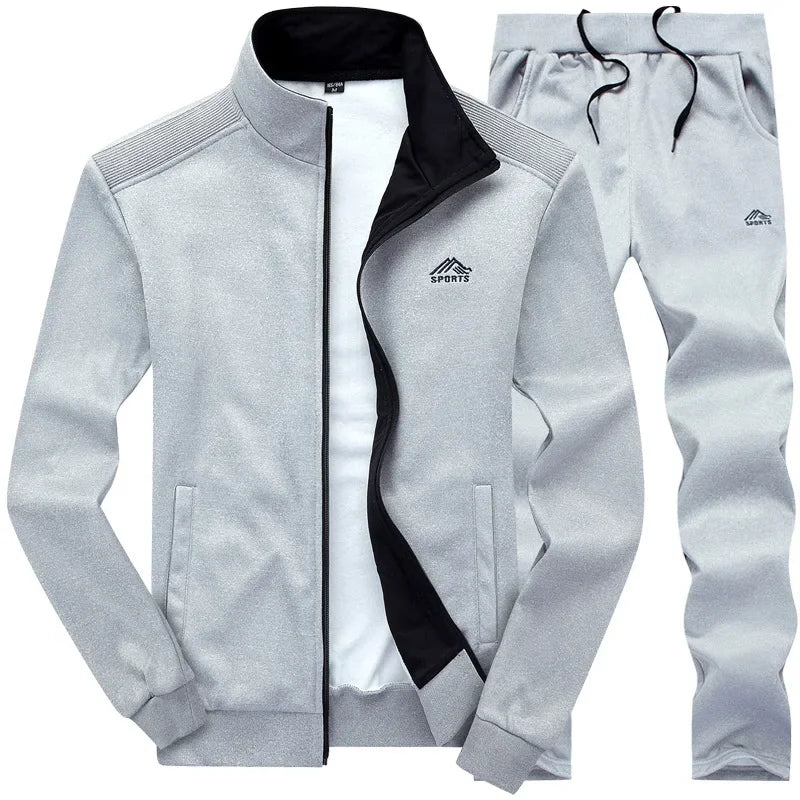 Men's Fleece Tracksuit Set – Zip Sweatshirt & Jogger Pants