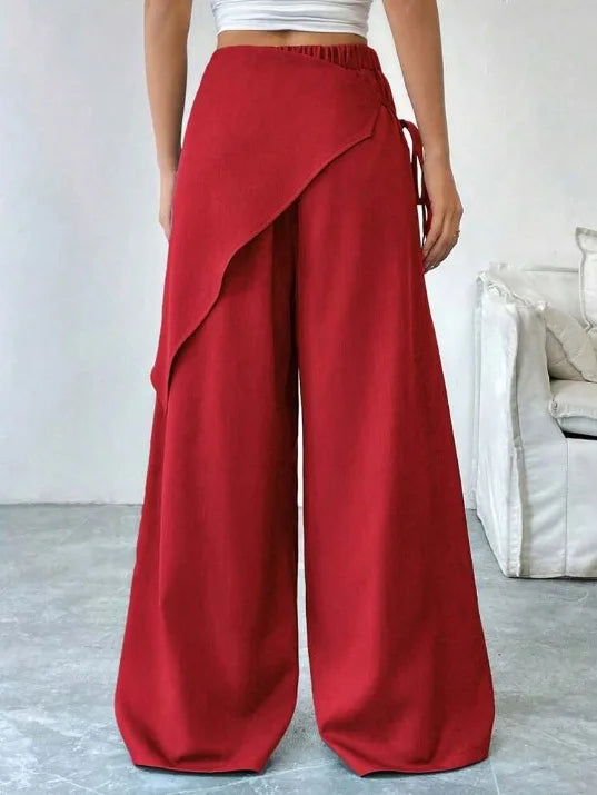 Women's Asymmetrical High-Waist Wide-Leg Pants