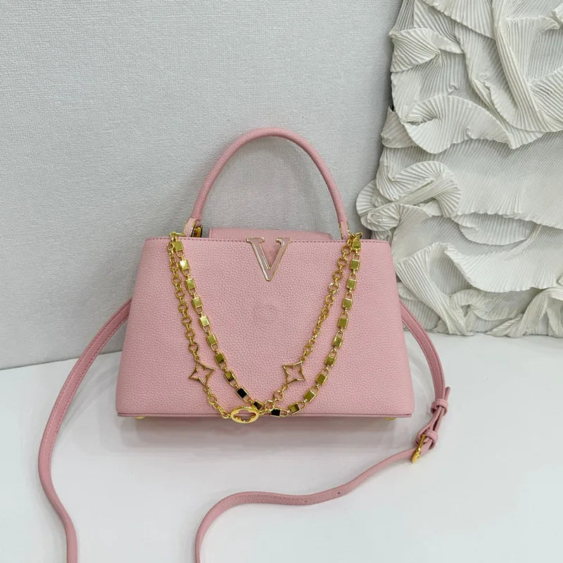 Luxury High-grade Women V-Shape Metal Chain Handbag LADYLYS