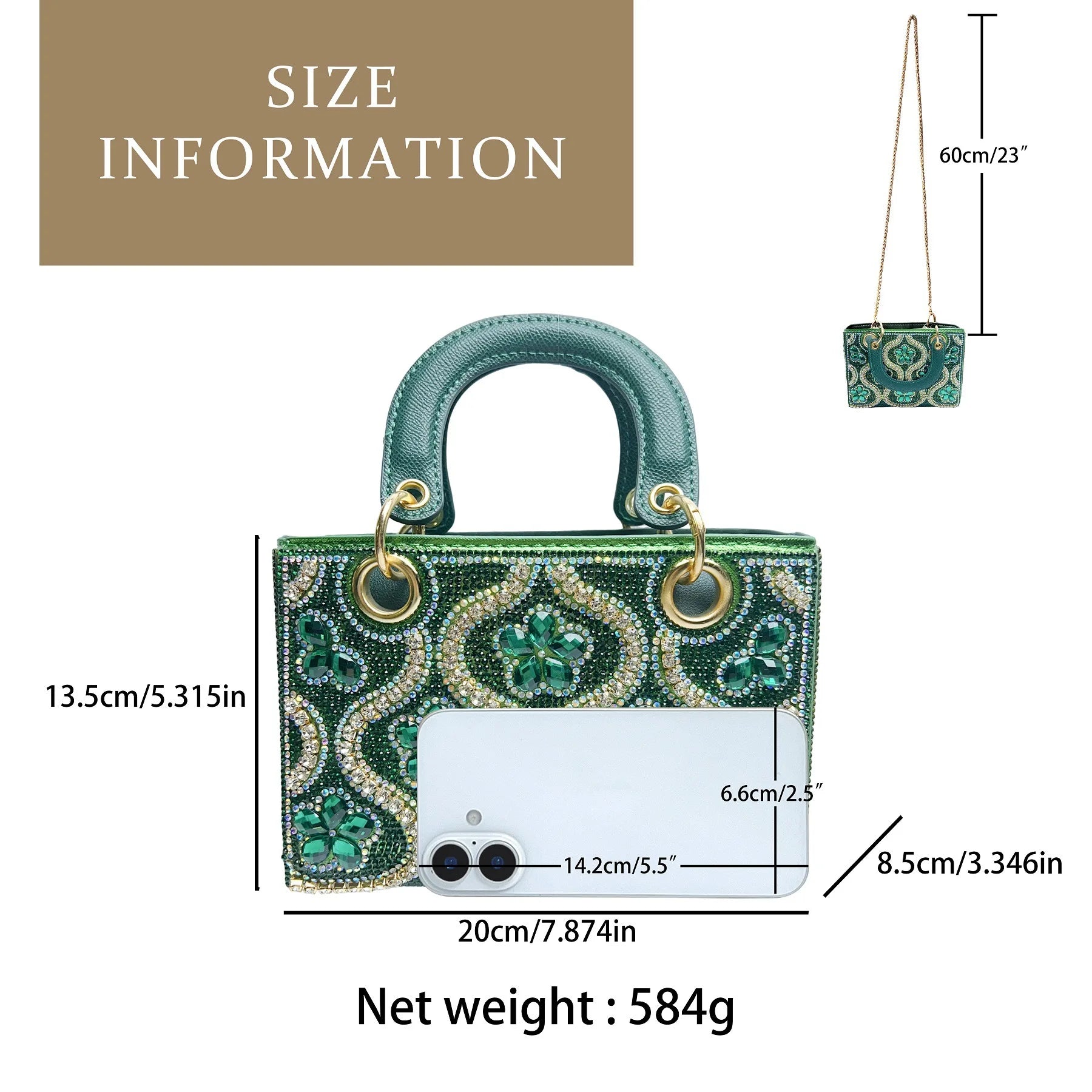 Luxury Women Shoulder Crossbody Evening Handbag Diamond Decoration Long Chain Bag LADYLYS