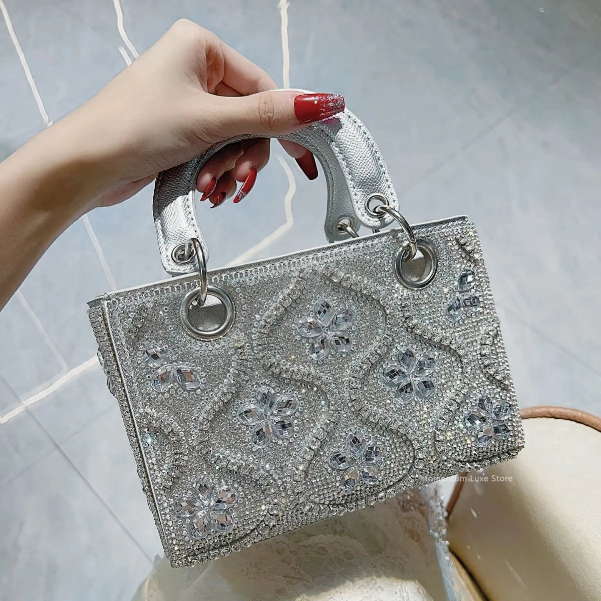 Luxury Women Shoulder Crossbody Evening Handbag Diamond Decoration Long Chain Bag LADYLYS