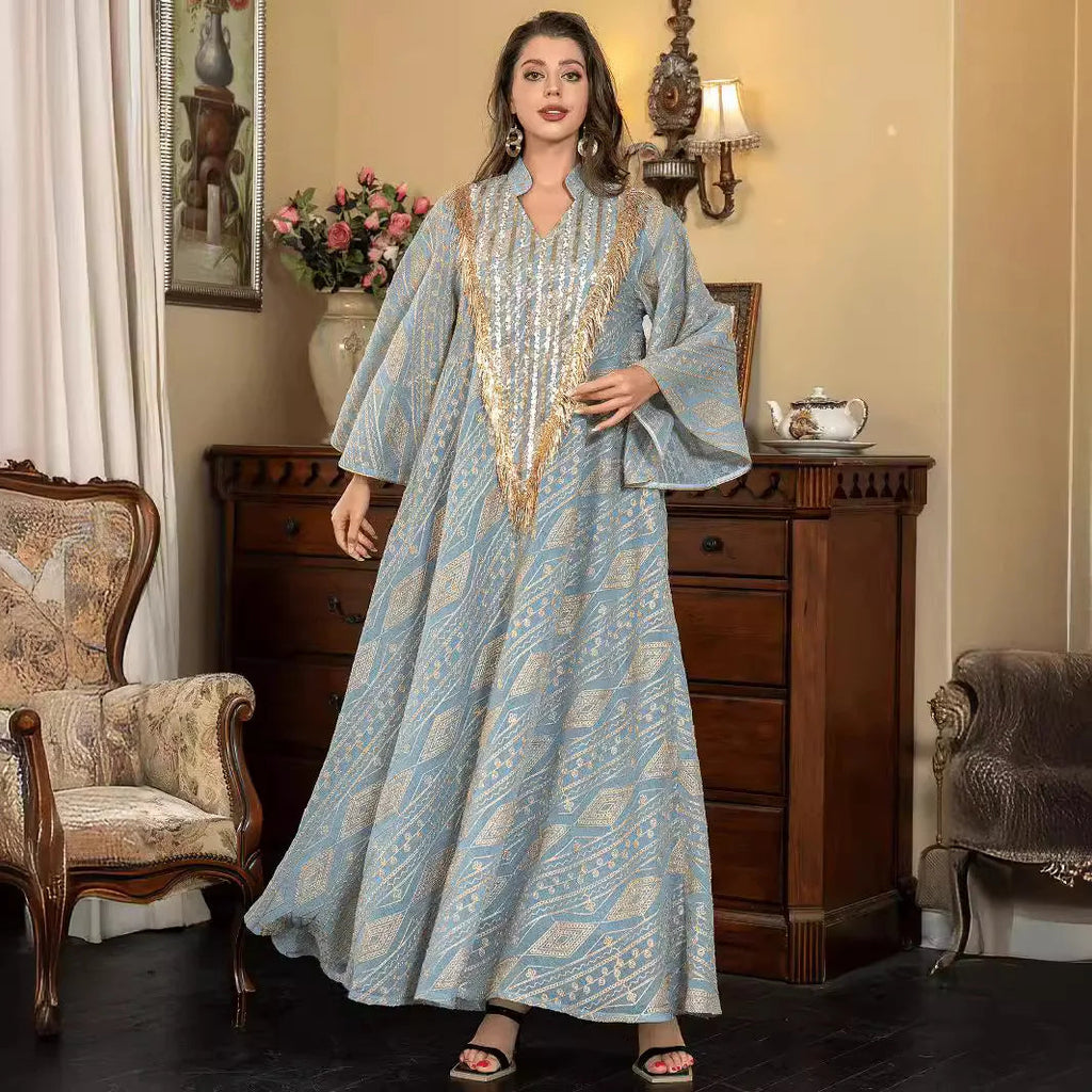 Intricately Embroidered Tulle Abaya Ramad Traditional Islamic FloorLength Gown LADYLYS