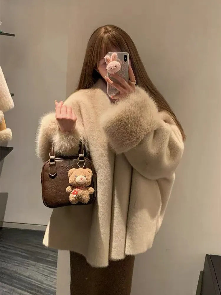 Women's Relaxed-Fit Faux Mink Fur Jacket