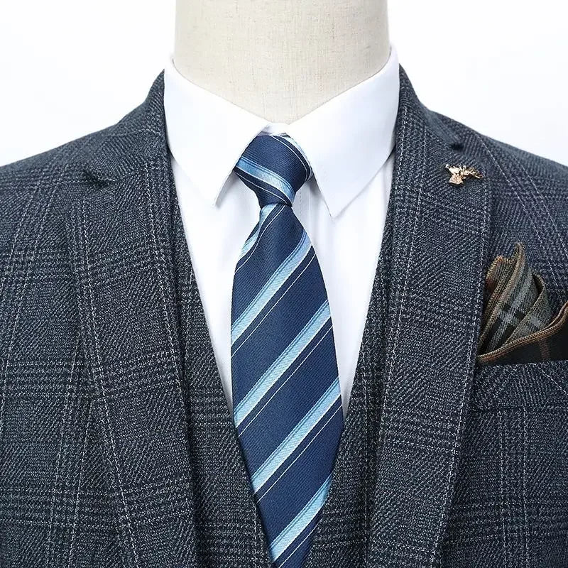 Men's Linen 3-Piece Suit Set – Blazer, Vest & Trousers