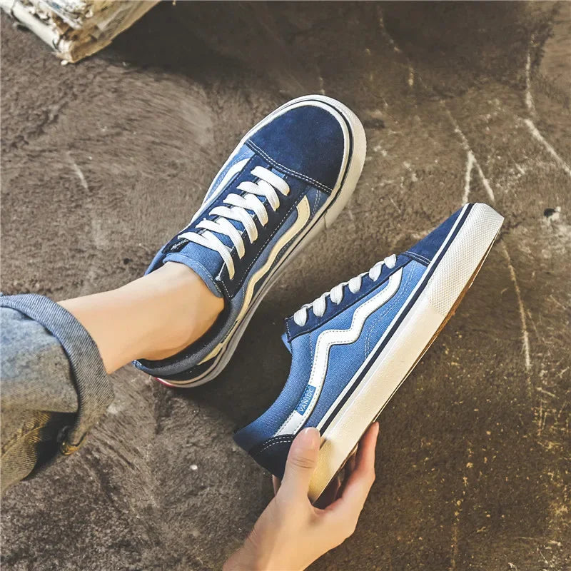 Unisex Canvas Lace-Up Sneakers – Casual Comfort Flat Walking Shoes for Women & Men