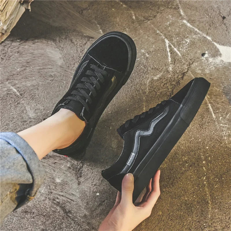 Unisex Canvas Lace-Up Sneakers – Casual Comfort Flat Walking Shoes for Women & Men
