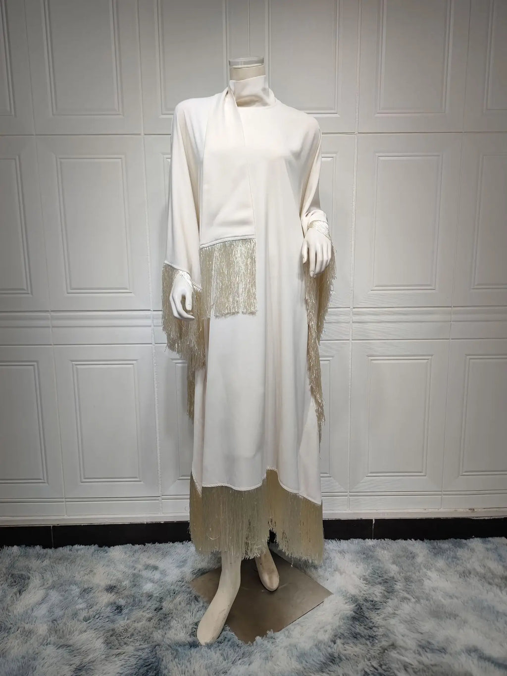 Women's Elegant Tassel Abaya Kaftan – Loose Long Evening Dress | Eid, Ramadan & Party Occasion