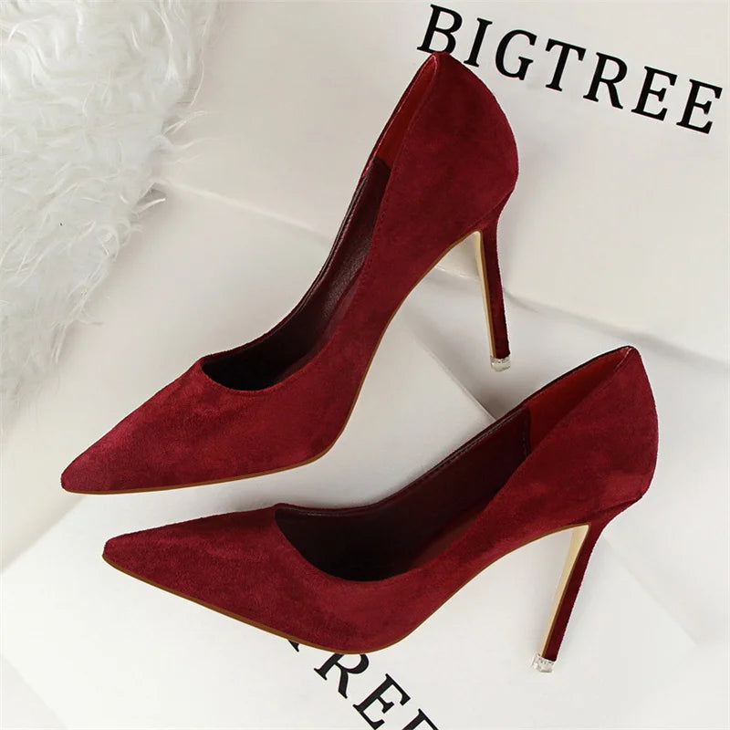 Women's Pointed-Toe Stiletto Heels – Slip-On High Heel Pumps
