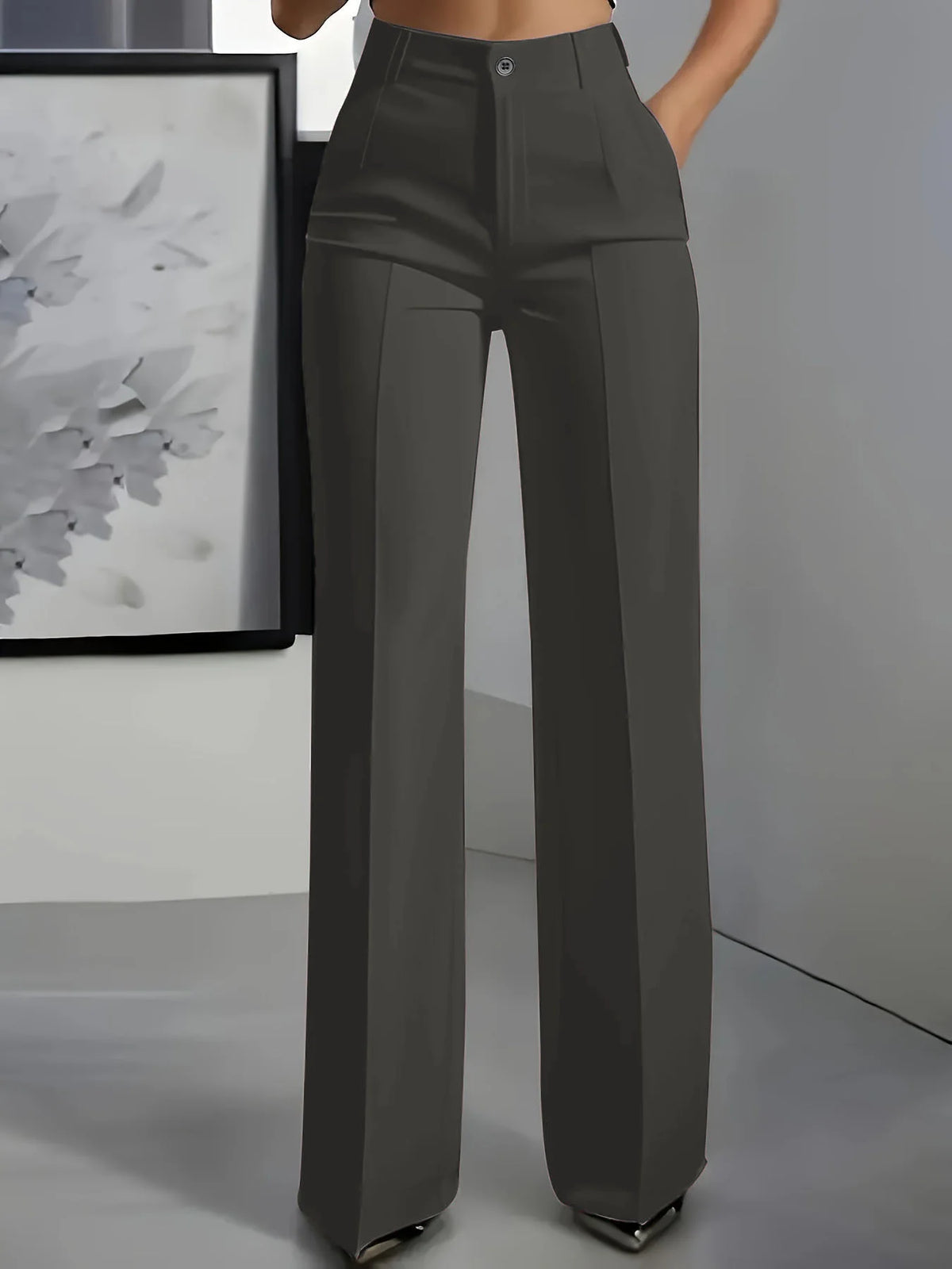 Women's High-Waisted Draped Straight-Cut Suit Trousers | Office & Workwear Fashion