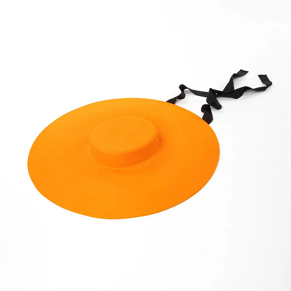Unisex Wide-Brim Wool Fedora Hat