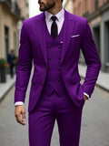 Men's Three-Piece Wedding Suit with Jacket, Waistcoat & Trousers