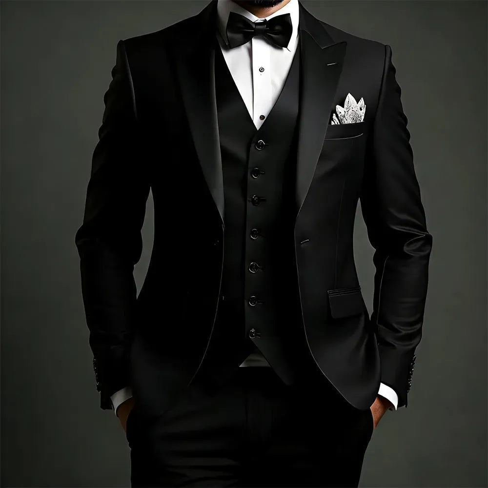 Men's Classic Slim-Fit Three-Piece Suit