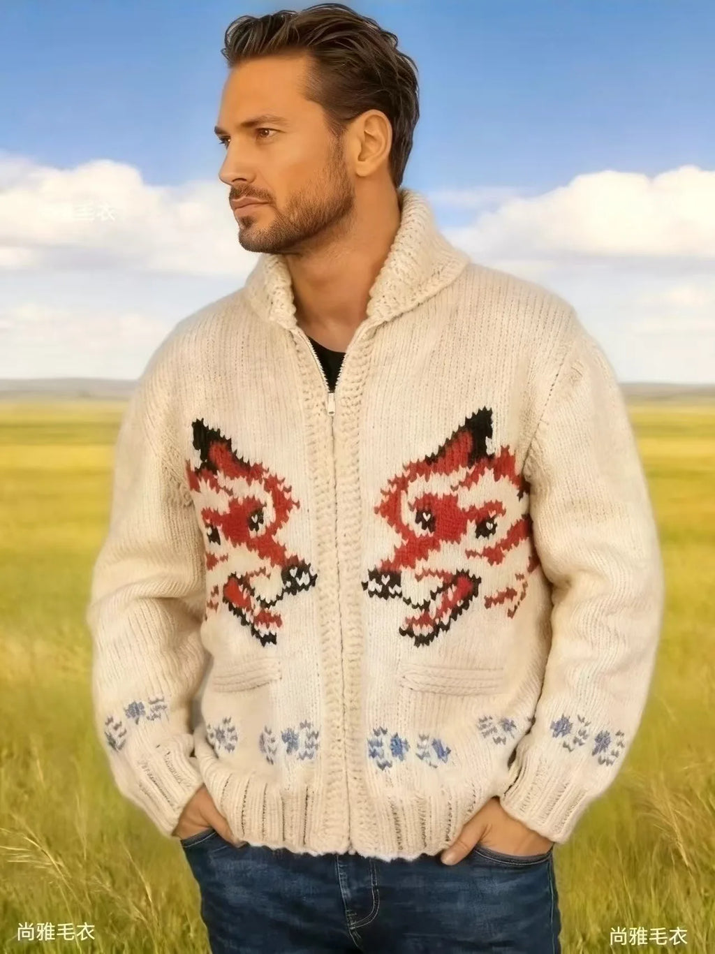Men's Plaid Zip-Up Sweater Jacket