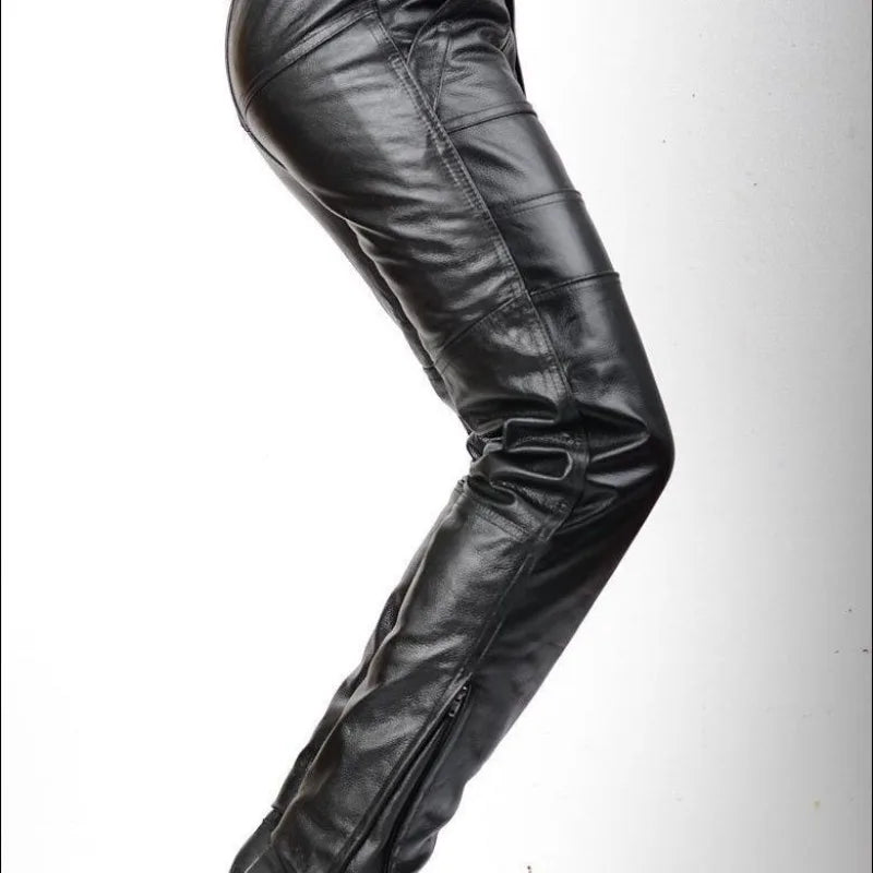 Men's Genuine Leather Biker Pants