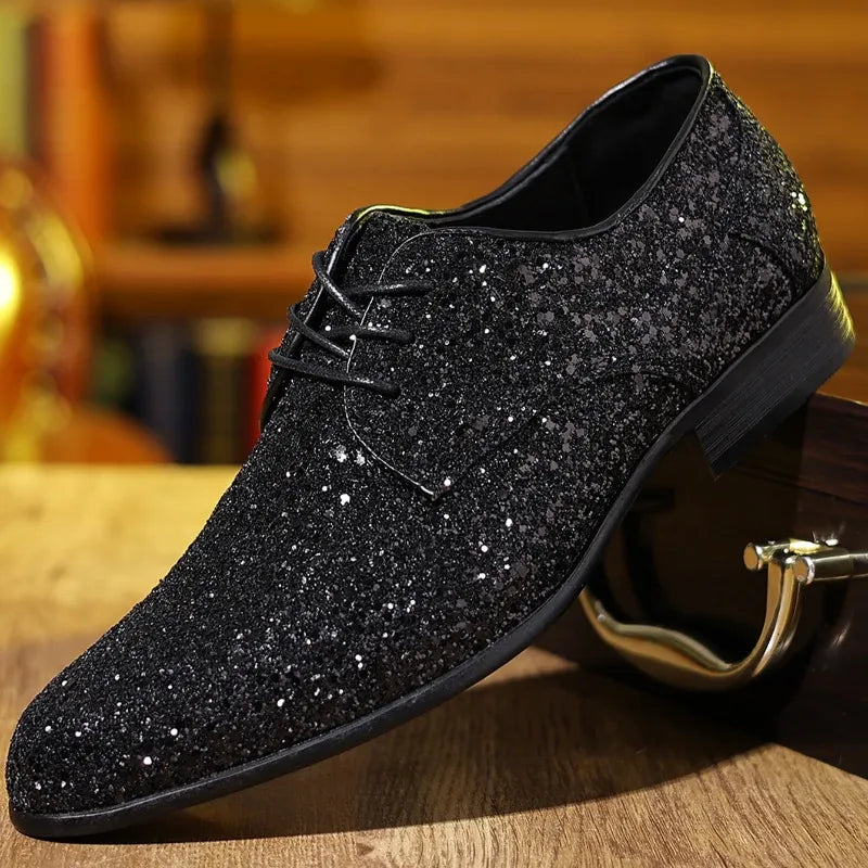 Men's Sequin Lace-Up Oxford Dress Shoes
