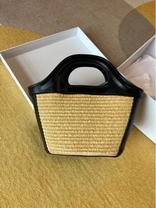 Handwoven Straw Cylinder Bag – Lafite Grass Crossbody & Shoulder Handbag for Women