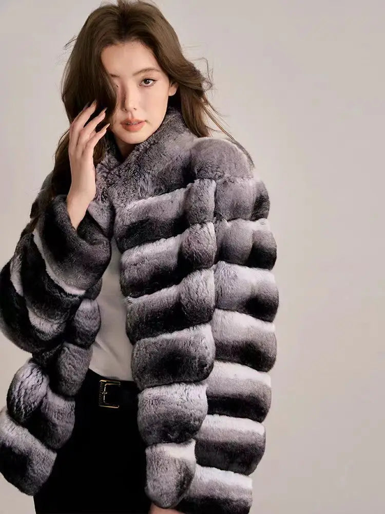Women's Faux Chinchilla Fur Short Coat — Plush Splicing Outerwear