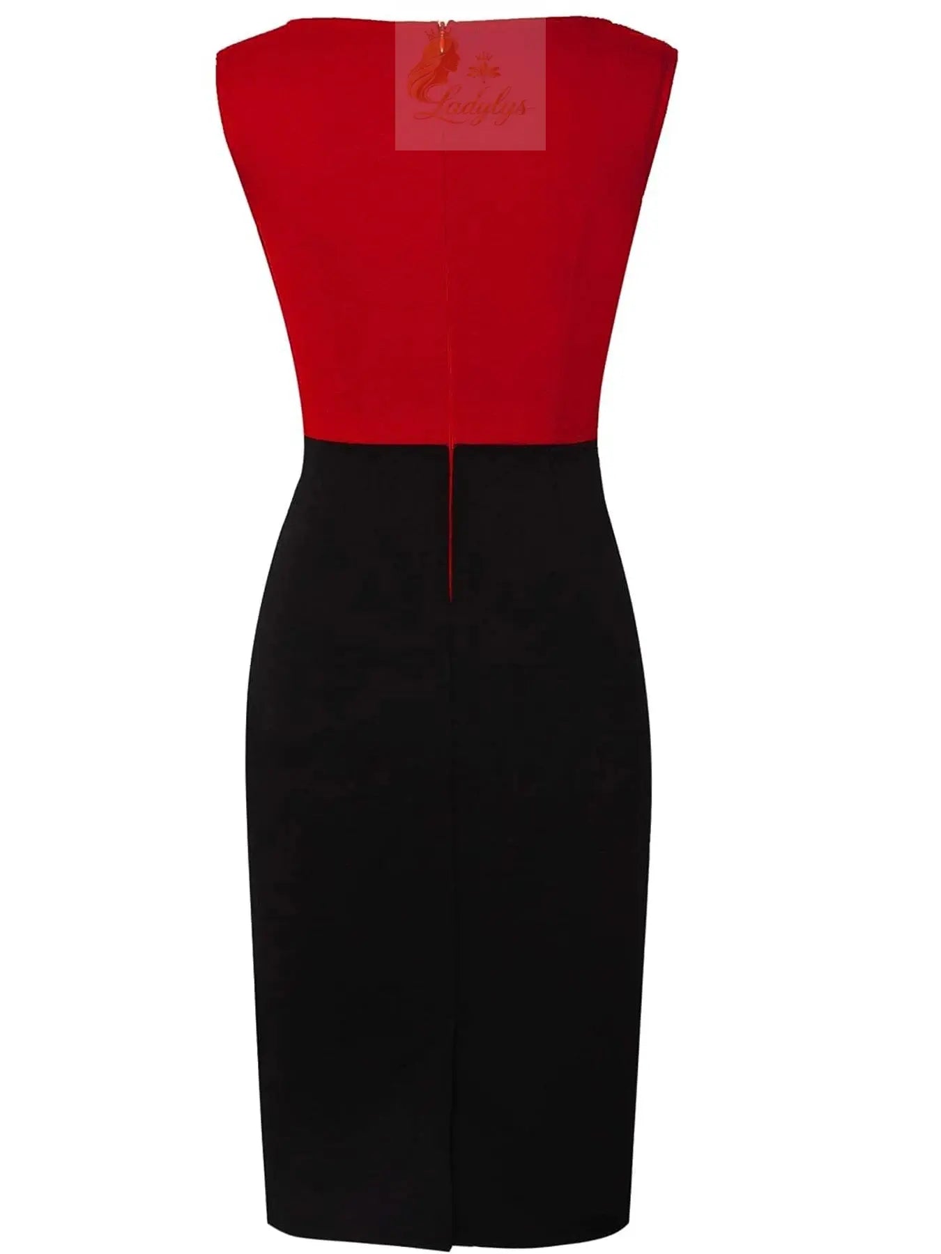 Elegant Work Office Knee Length Front Zipper Sleeveless Business Pencil Dress LADYLYS