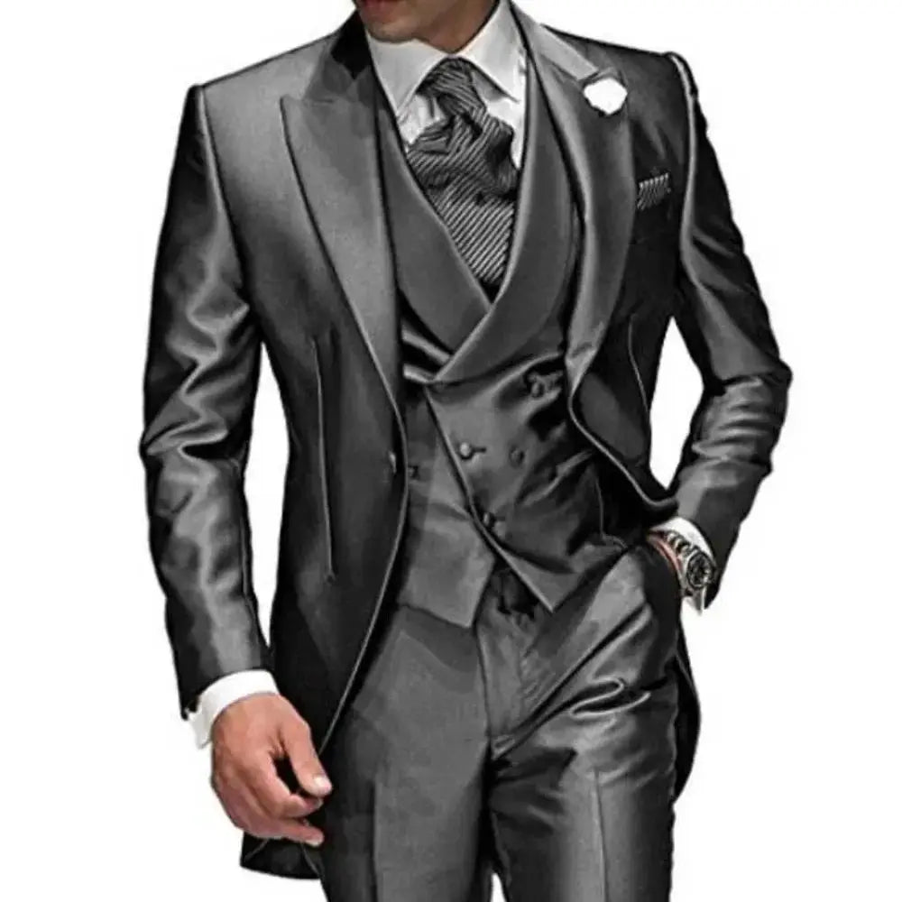 Men's 3-Piece Tuxedo Suit – Peak Lapel, 1-Button | Wedding & Formal
