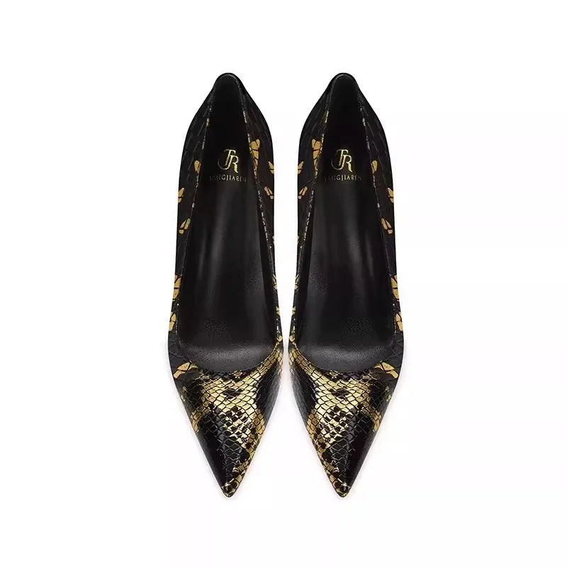 Women Shoes 6-10cm Snake Pattern Fashion Pointed Toe LADYLYS