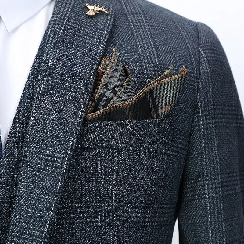 Men's Linen 3-Piece Suit Set – Blazer, Vest & Trousers