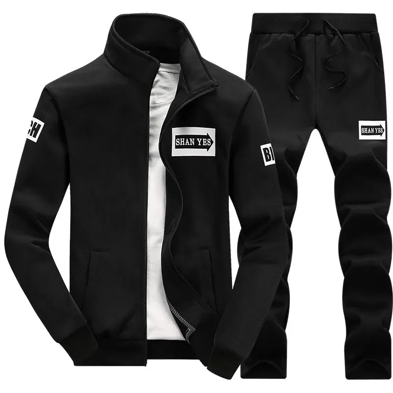 Men's Fleece Tracksuit Set – Zip Sweatshirt & Jogger Pants