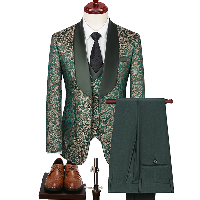 Men's British Style Business Casual Three-Piece Vest Trousers High-Density Jacquard suit LADYLYS