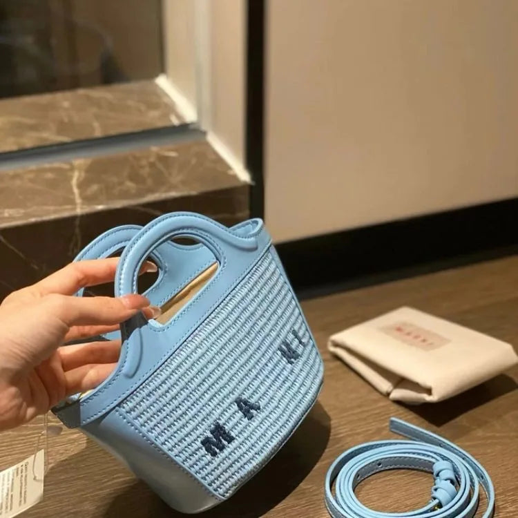 Handwoven Straw Cylinder Bag – Lafite Grass Crossbody & Shoulder Handbag for Women