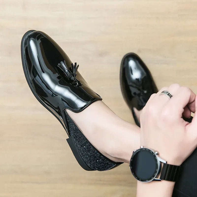 Men's Pointed-Toe Patent Loafers