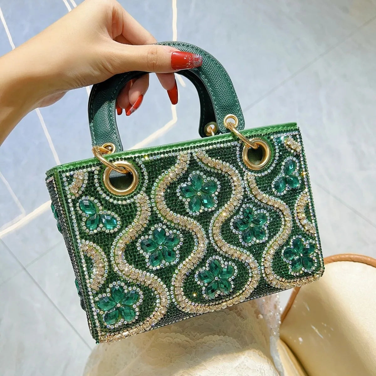 Luxury Women Shoulder Crossbody Evening Handbag Diamond Decoration Long Chain Bag LADYLYS