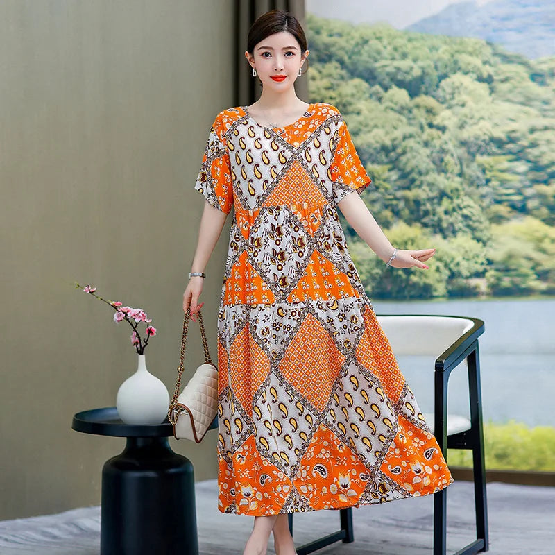 Summer Dresses Cotton Vintage Casual Print LADYLYS